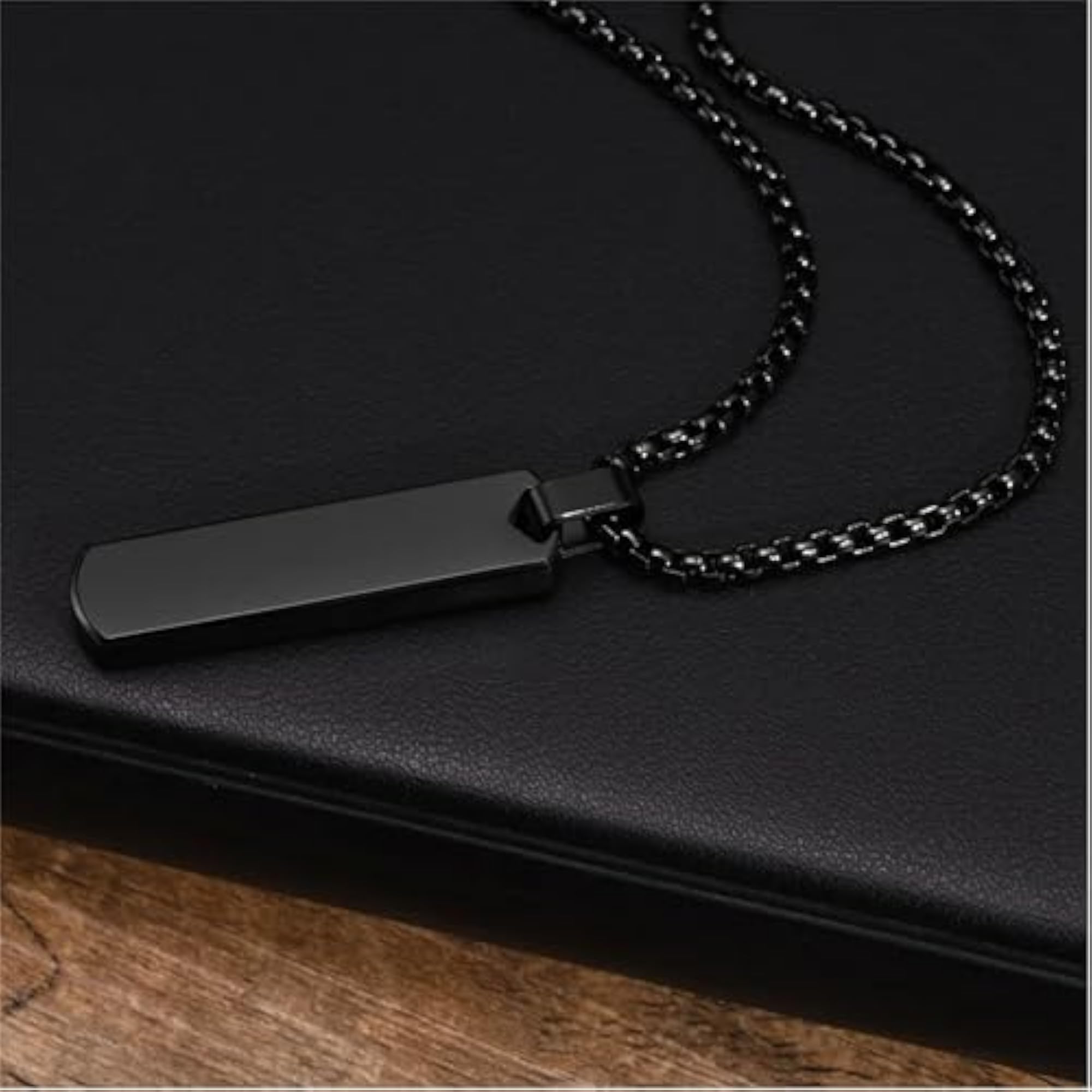 Men's Stainless Steel Bar Pendant Chain Necklace